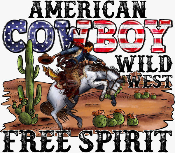 American Cow Boy Wild West Free Spirit - Texas DTF Print