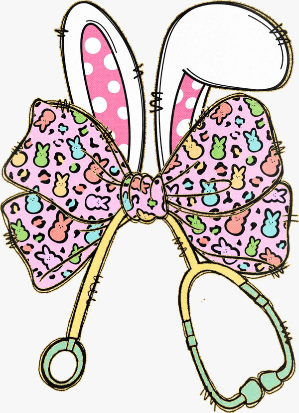 Bow Bunny Stethoscope - Texas DTF Print
