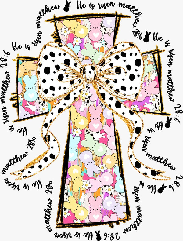 Easter “He Is Risen” Cross Design - Texas DTF Print