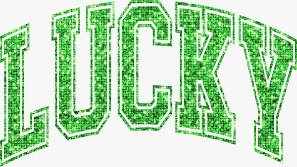 Lucky Glitter Varsity Design - Texas DTF Print