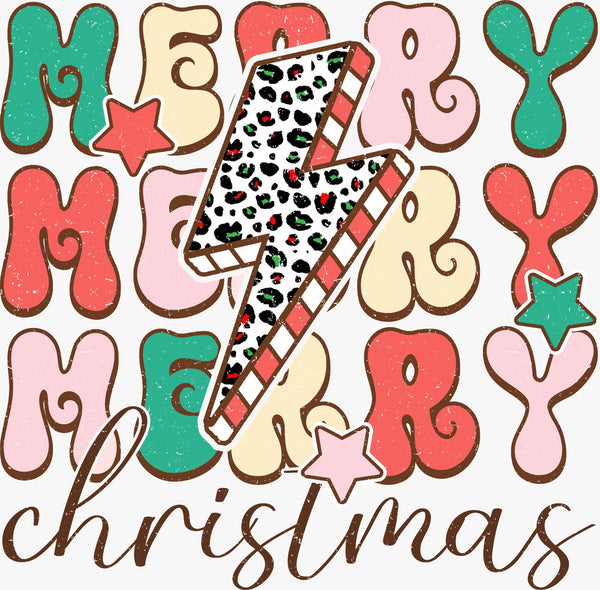 Merry Christmas With Lightening - Texas DTF Print