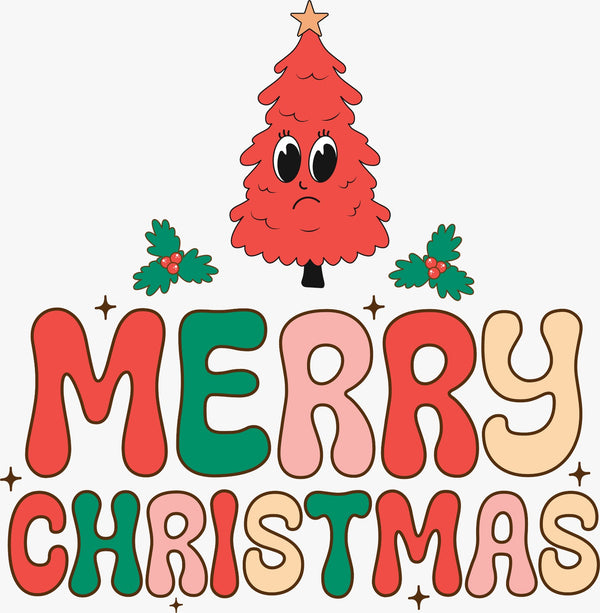 Merry Christmas With Trees Eyes - Texas DTF Print