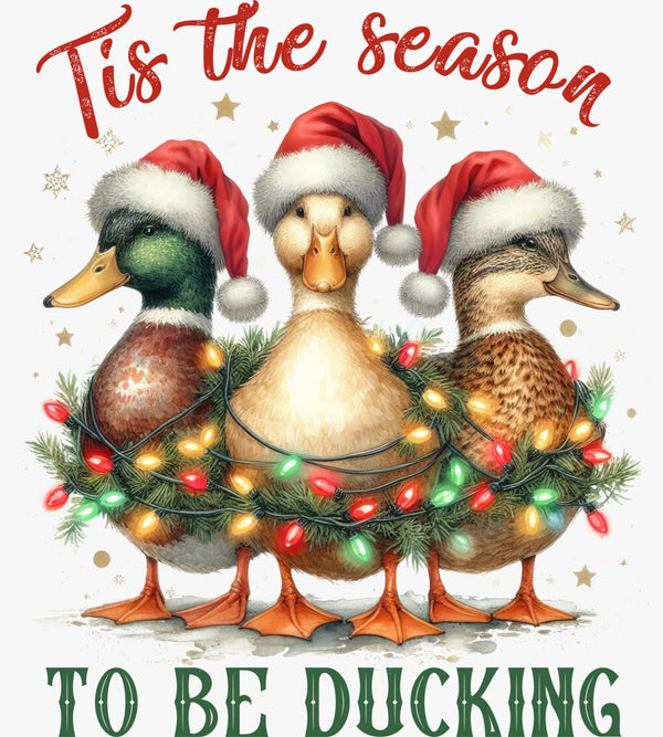 Ducks in Santa Hats (“Tis the Season to Be Ducking”) - Texas DTF Print