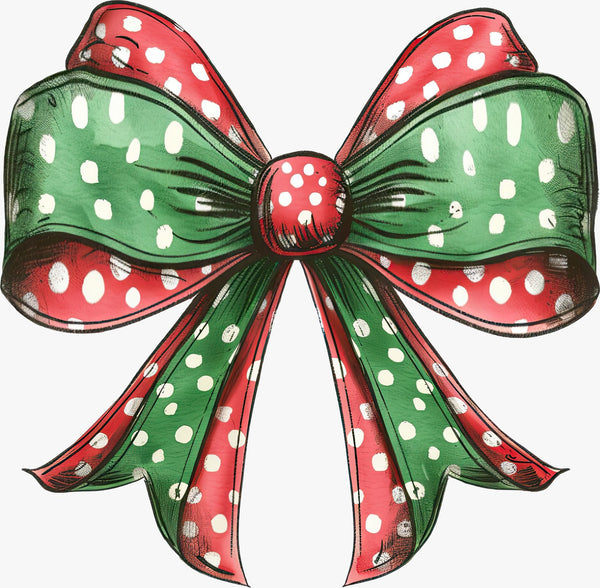 Festive Polka Dot Bow Design - Texas DTF Print