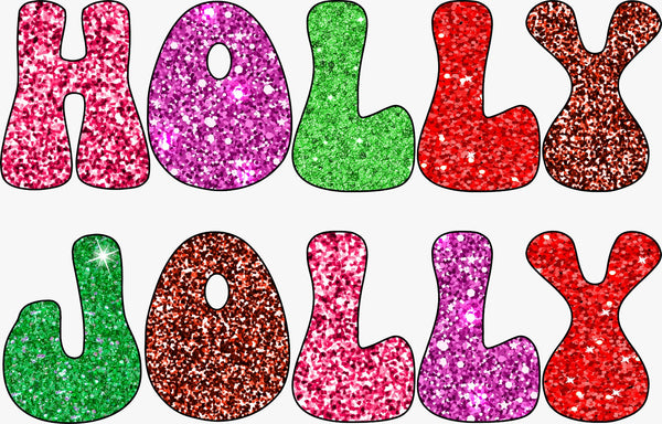 Holly Jolly Glitter Christmas - Texas DTF Print