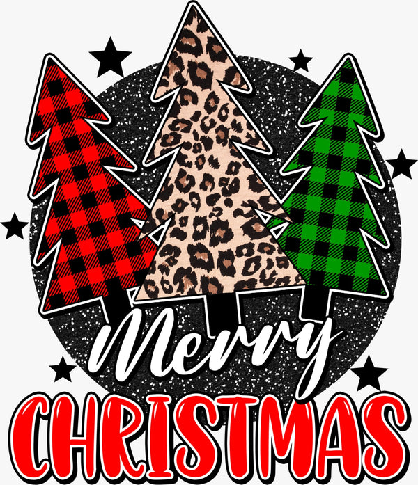 Merry Christmas 3 Trees - Texas DTF Print