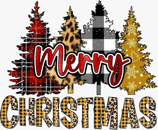 Merry Christmas Multi Colors Trees - Texas DTF Print