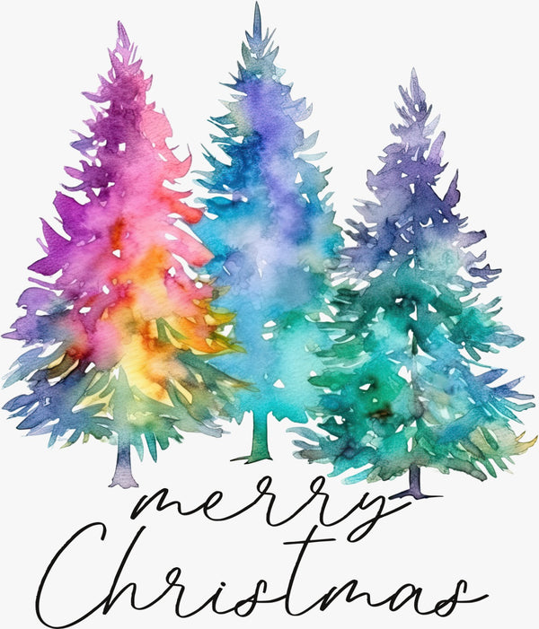 Rainbow Trees Christmas - Texas DTF Print