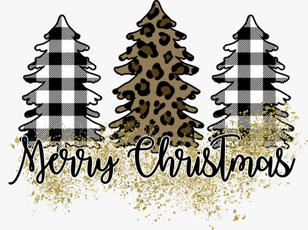 Merry Christmas With Check Tree - Texas DTF Print
