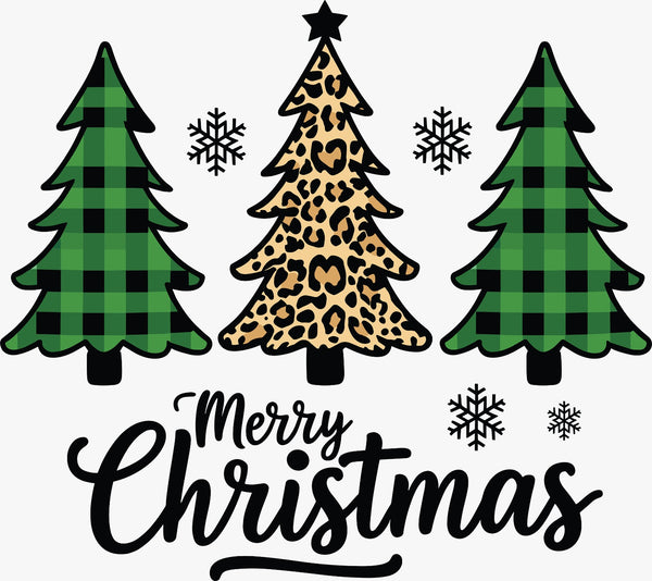 Merry Christmas With Green Check - Texas DTF Print