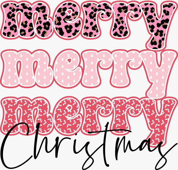 Merry Christmas With Pink and Black - Texas DTF Print