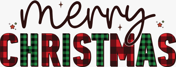 Merry Christmas With Green and Red Check - Texas DTF Print