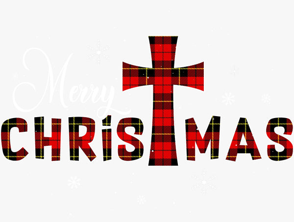 Merry Christmas With Big Cross - Texas DTF Print