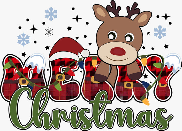 Merry Christmas With Baby Deer - Texas DTF Print