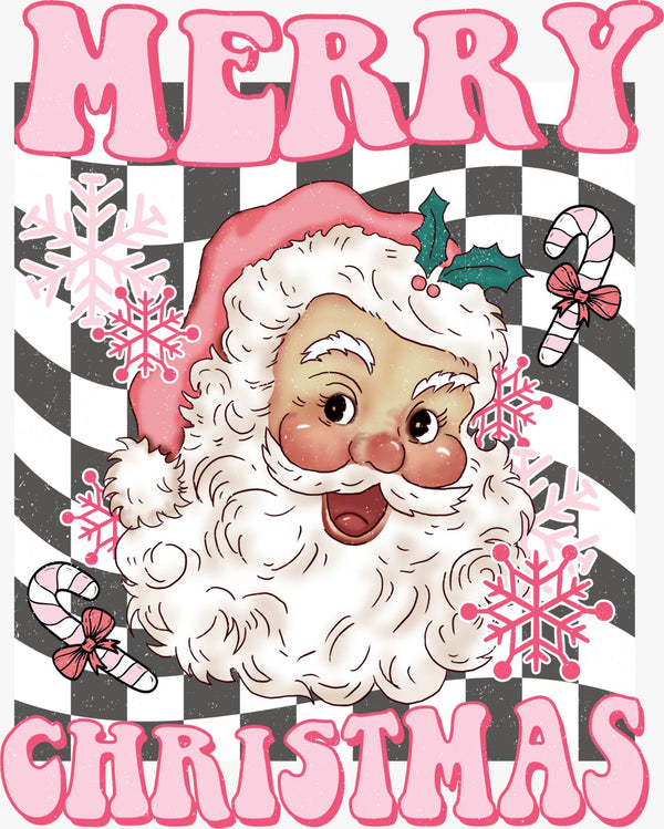 Merry Christmas Pink Santa - Texas DTF Print